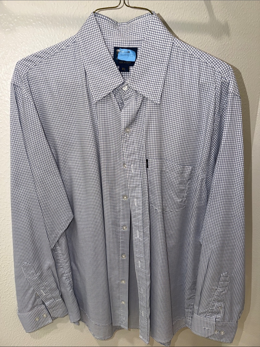 Texas Standard Men's Blue Micro-Check Dress Shirt - XL